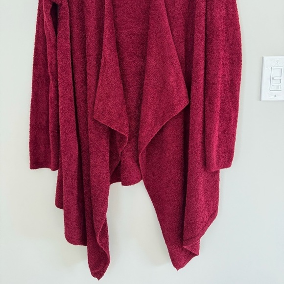 Barefoot Dreams Bamboo Chic Lite Calypso Open Front Cardigan Burgundy L / XL - Picture 8 of 13